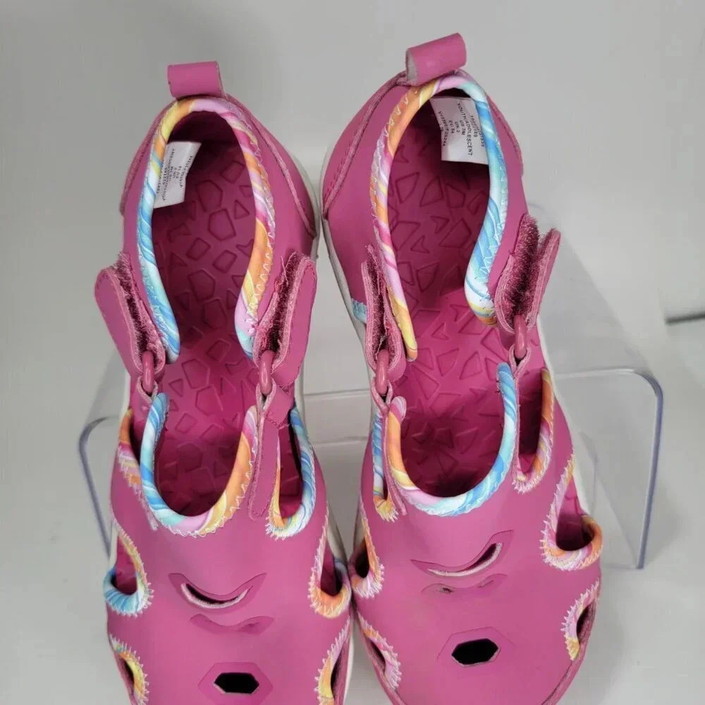 Lands End Girls 3 Closed Toe Water Shoes Summer Sandal Beach Vibrant Pink Youth - Picture 4 of 10